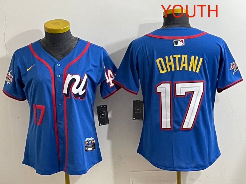 Youth 2025 Los Angeles Dodgers #17 Ohtani Blue Nike 2025 MLB All Star Jersey style 005->youth mlb jersey->Youth Jersey